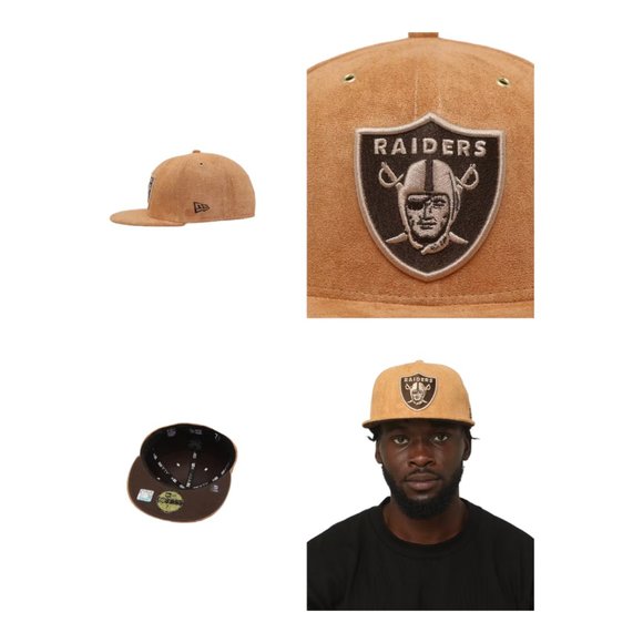 Las Vegas Oakland Raiders 59FIFTY Fitted Hat Cap Wheat Suede Pack - Picture 13 of 13